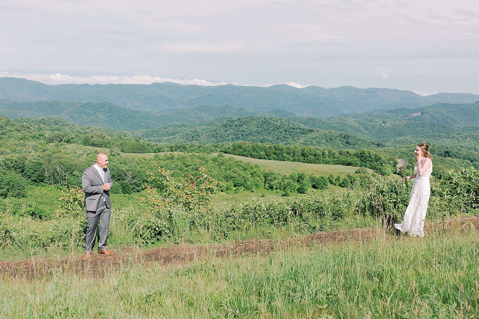 Max Patch Elopement Bride and Groom First Look Photo
