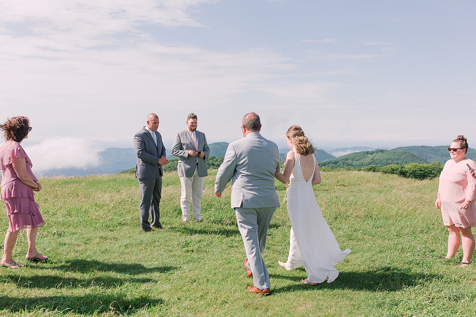 Max Patch Elopement Ceremony Bride Walking In With Her Father Photo