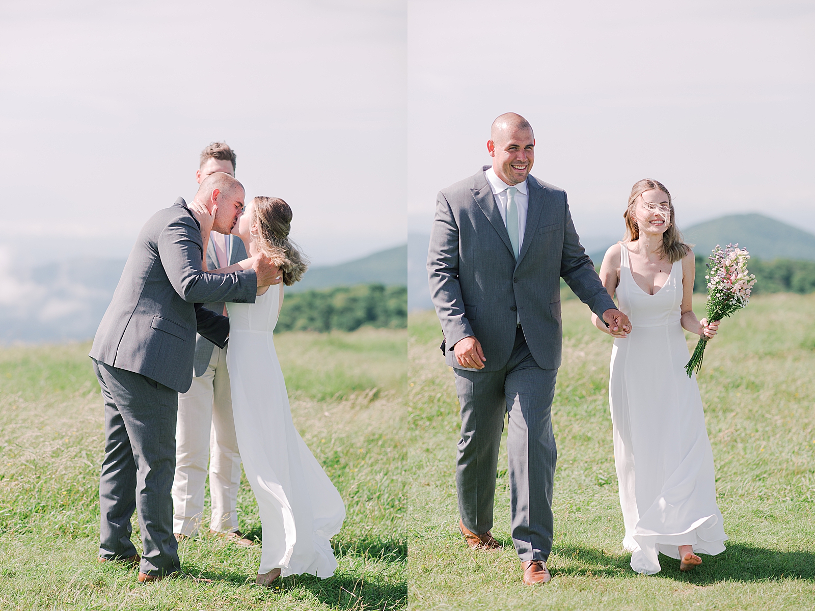 Max Patch Elopement Ceremony Couples First Kiss and Exit Photos