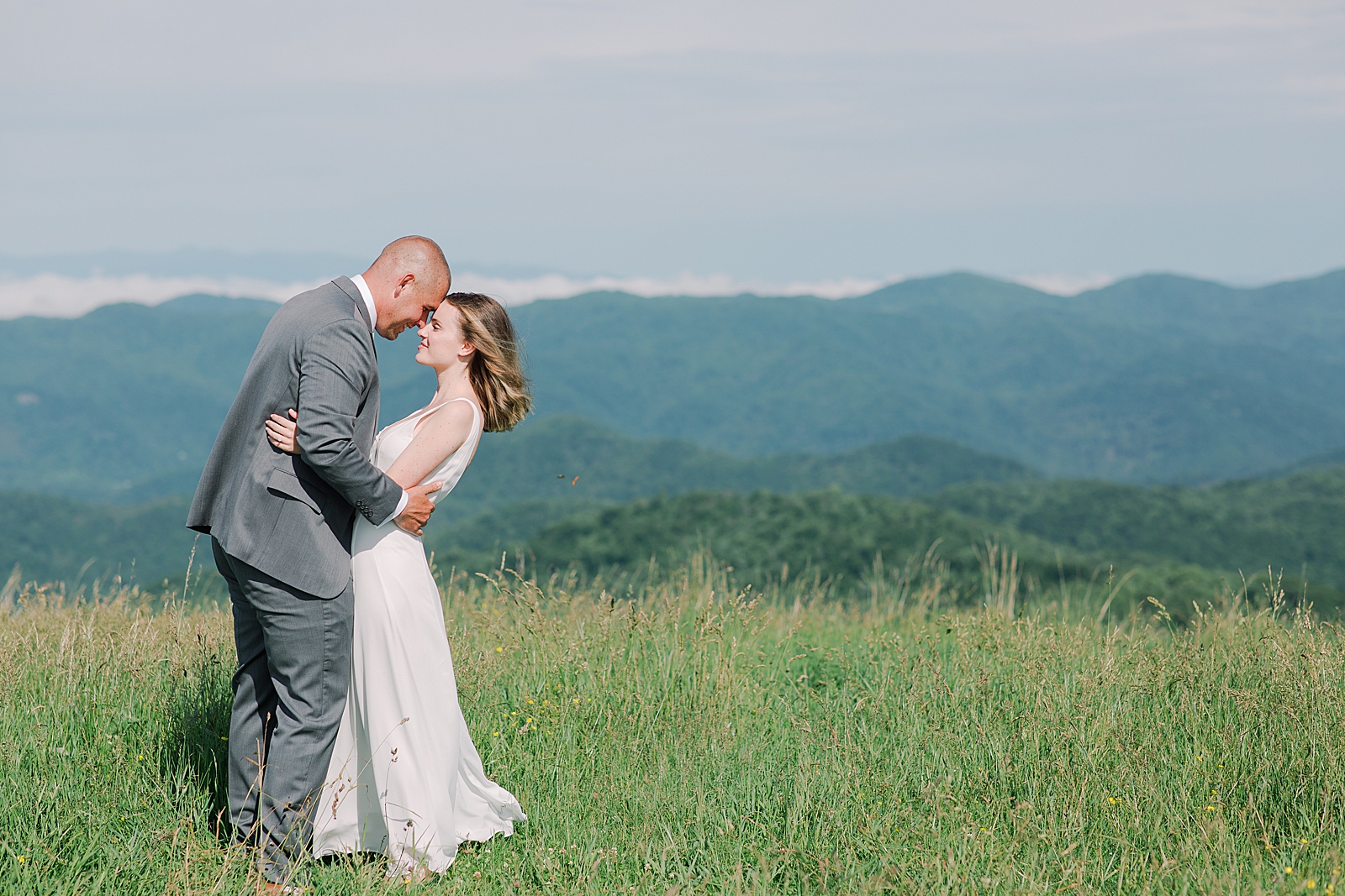 Max Patch Elopement Bride and Groom Nose to Nose Photo
