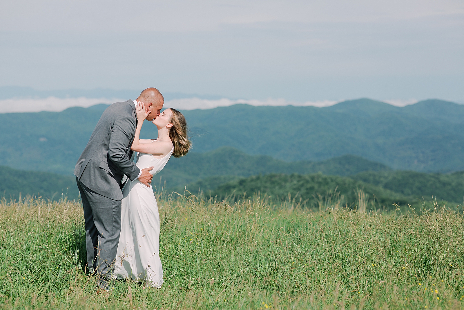 Max Patch Elopement Bride and Groom Kissing Photo
