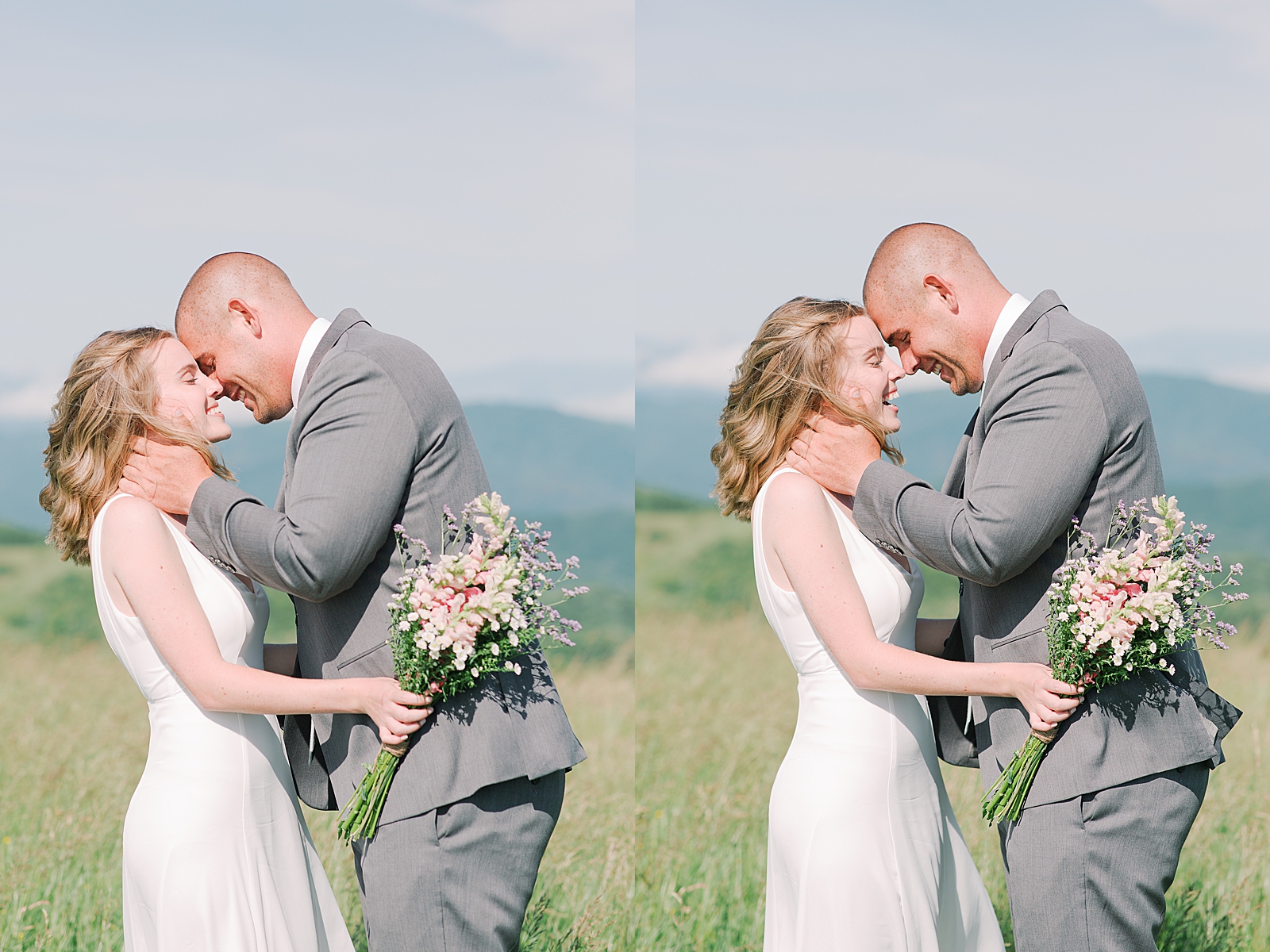 Max Patch Elopement Bride and Groom Nose to Nose Photos