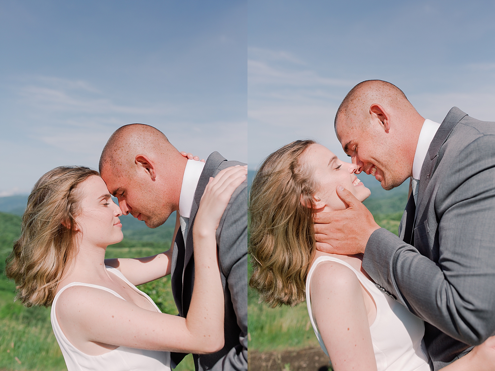Max Patch Elopement Couple Nose to Nose Photos