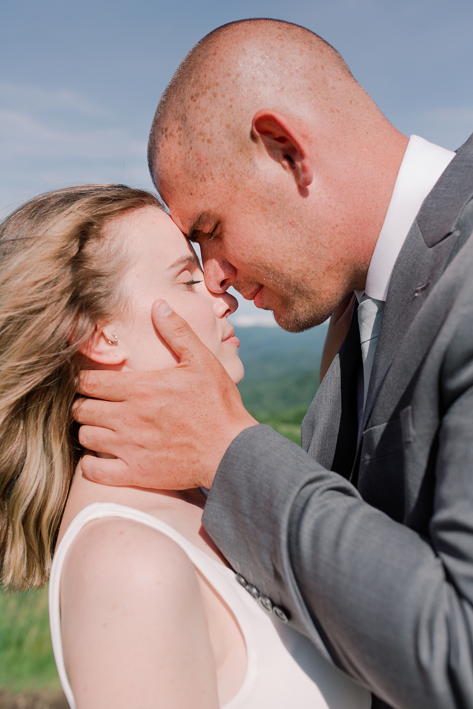 Max Patch Elopement Couple Nose to Nose Photo
