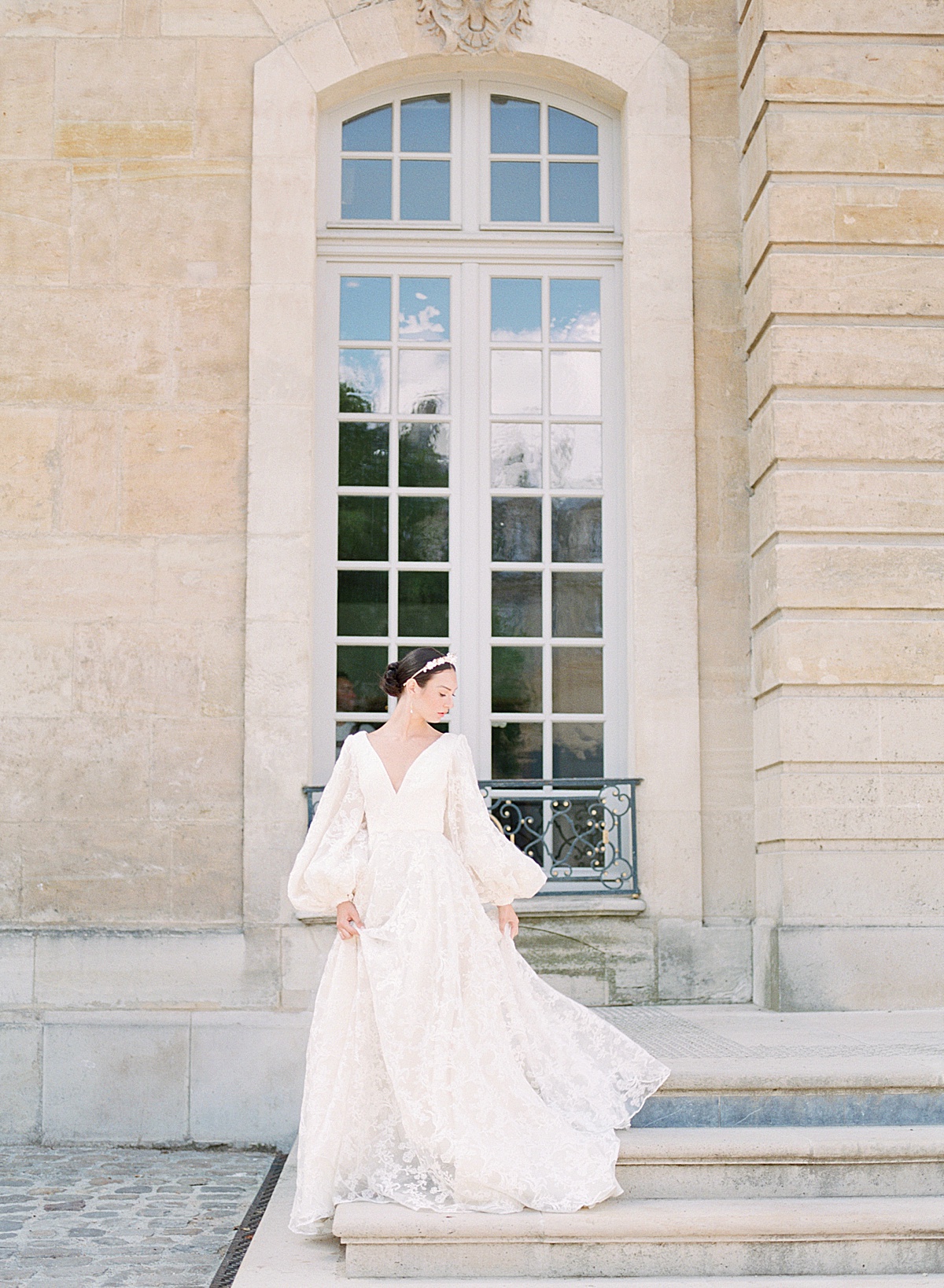 Musée Rodin Wedding Bride Walking down Stairs Photo