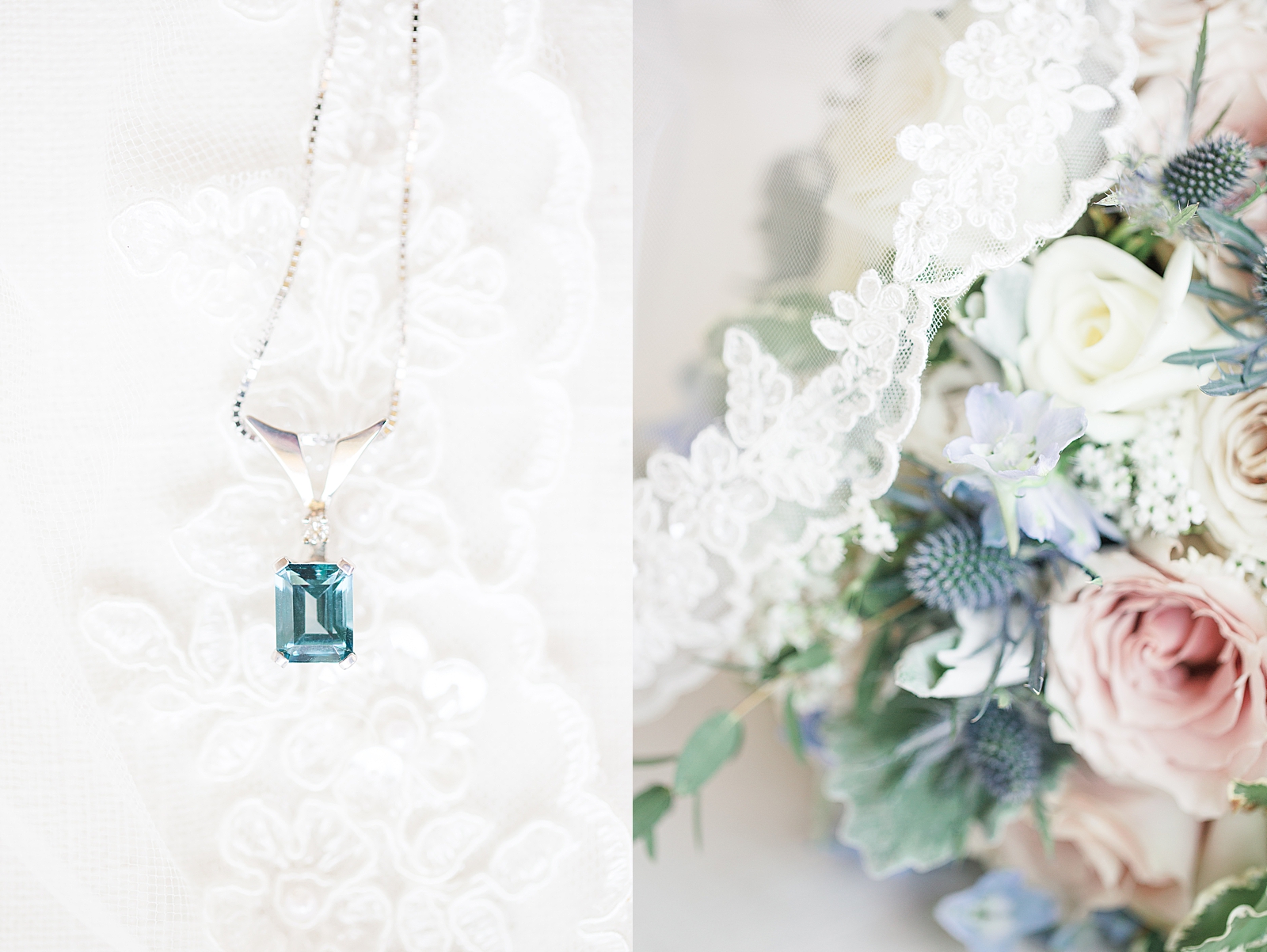 Rumbling Bald Resort Wedding Blue diamond necklace on lace veil and brides bouquet and lace veil Photos