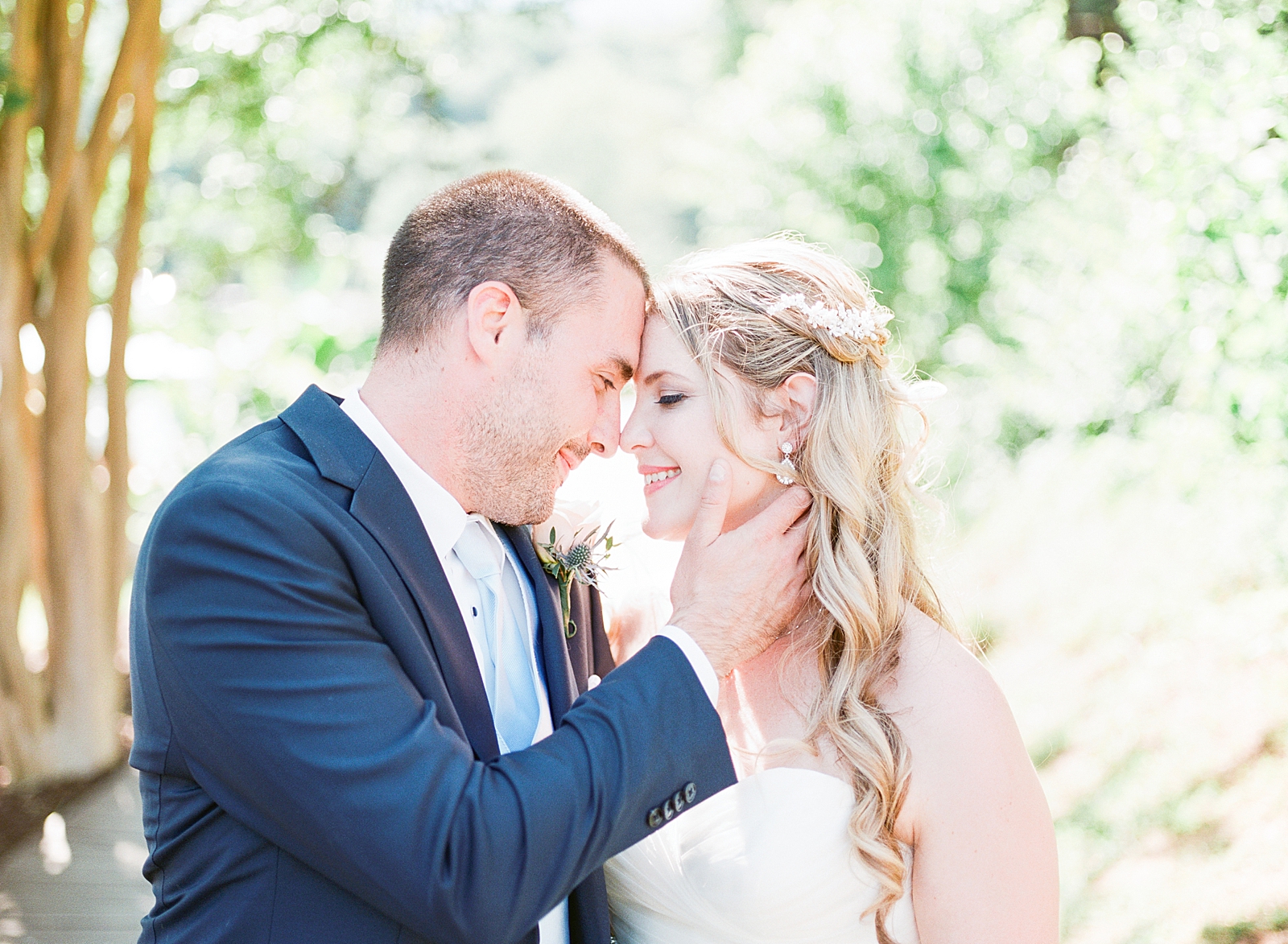 Rumbling Bald Resort Wedding Bride and Groom Nose to Nose Smiling at each other Photo