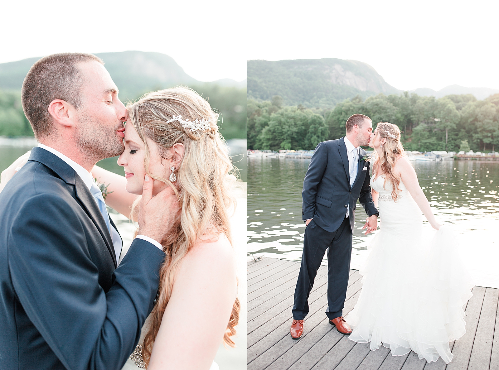 Rumbling Bald Resort Wedding Groom Kissing Bride on Head and Kissing each other Photos