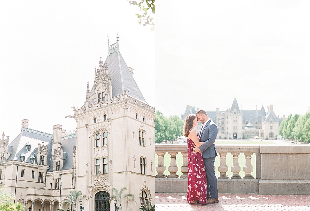 Biltmore Estate Anniversary Session Biltmore House and couple nose to nose Photos