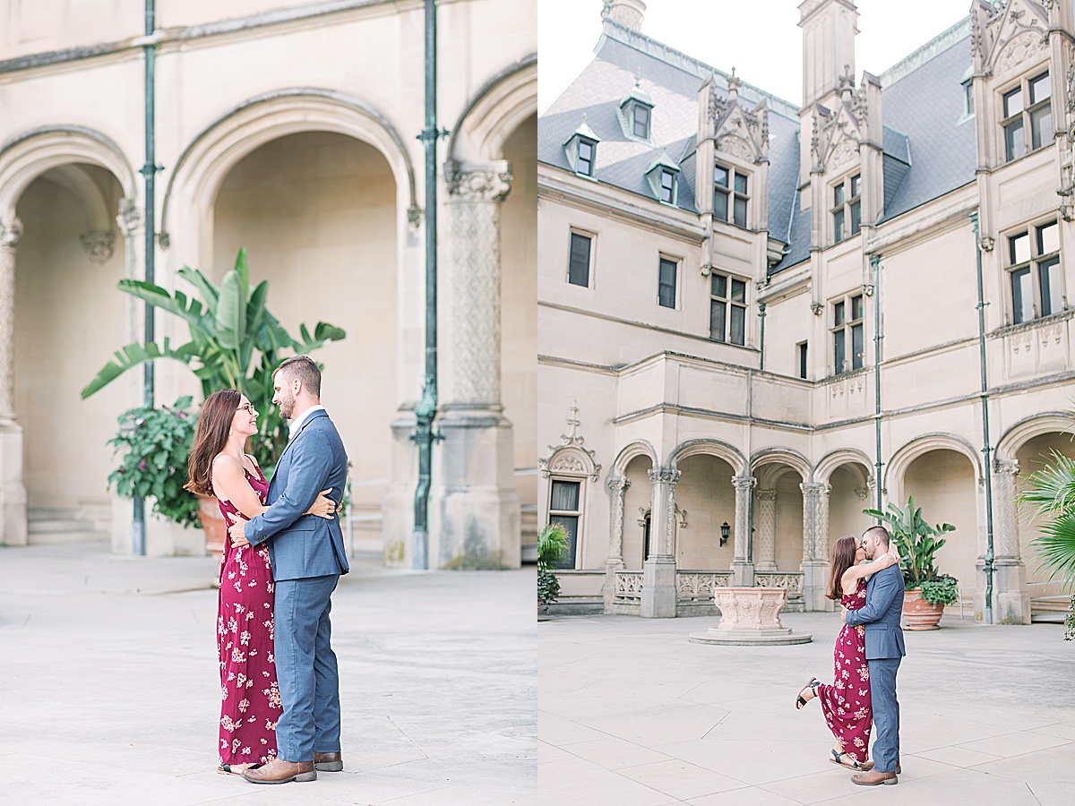 Biltmore Estate Anniversary Session Couple hugging and kissing Photos