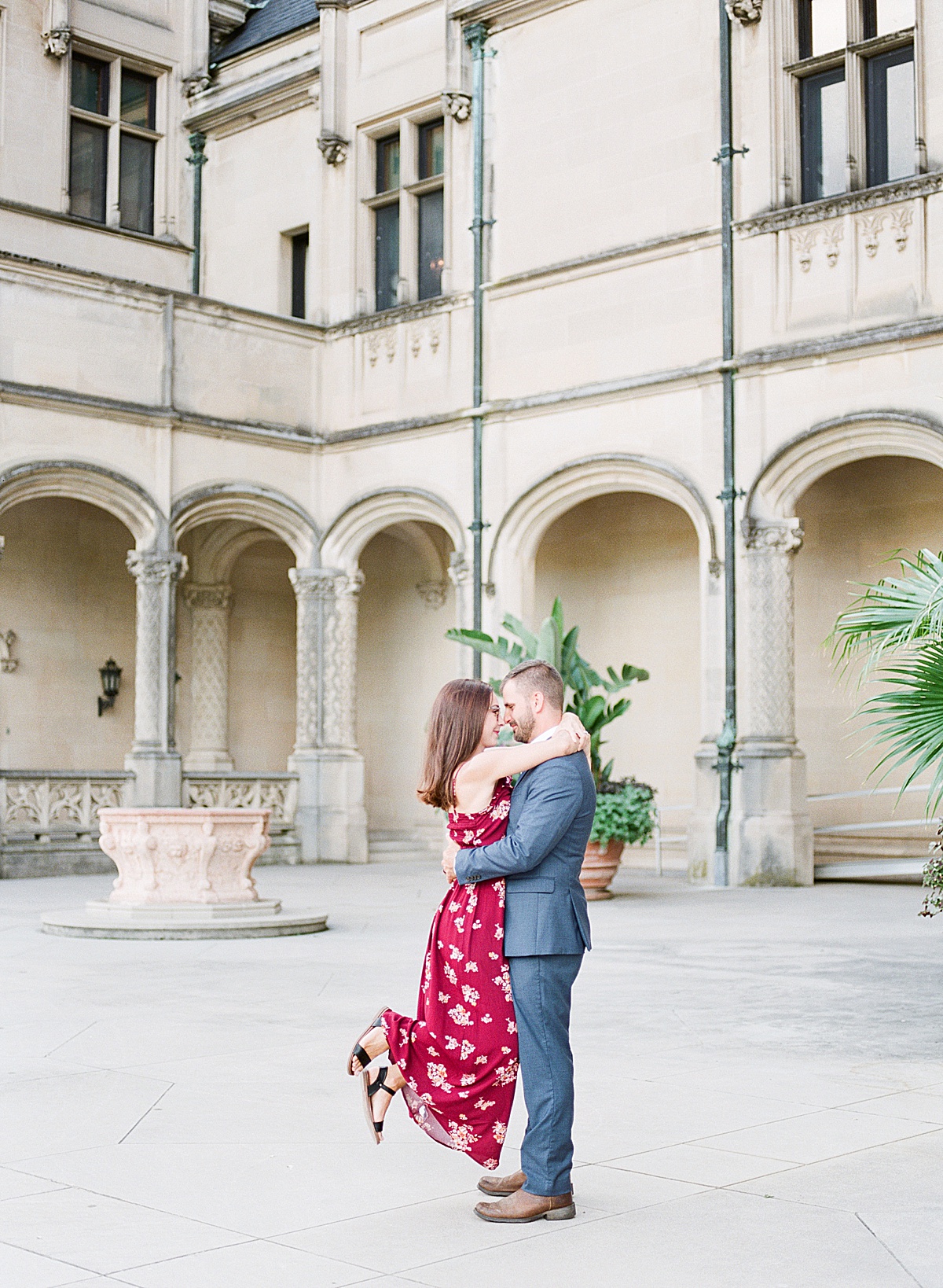 Biltmore Estate Anniversary Session Couple hugging nose to nose Photo