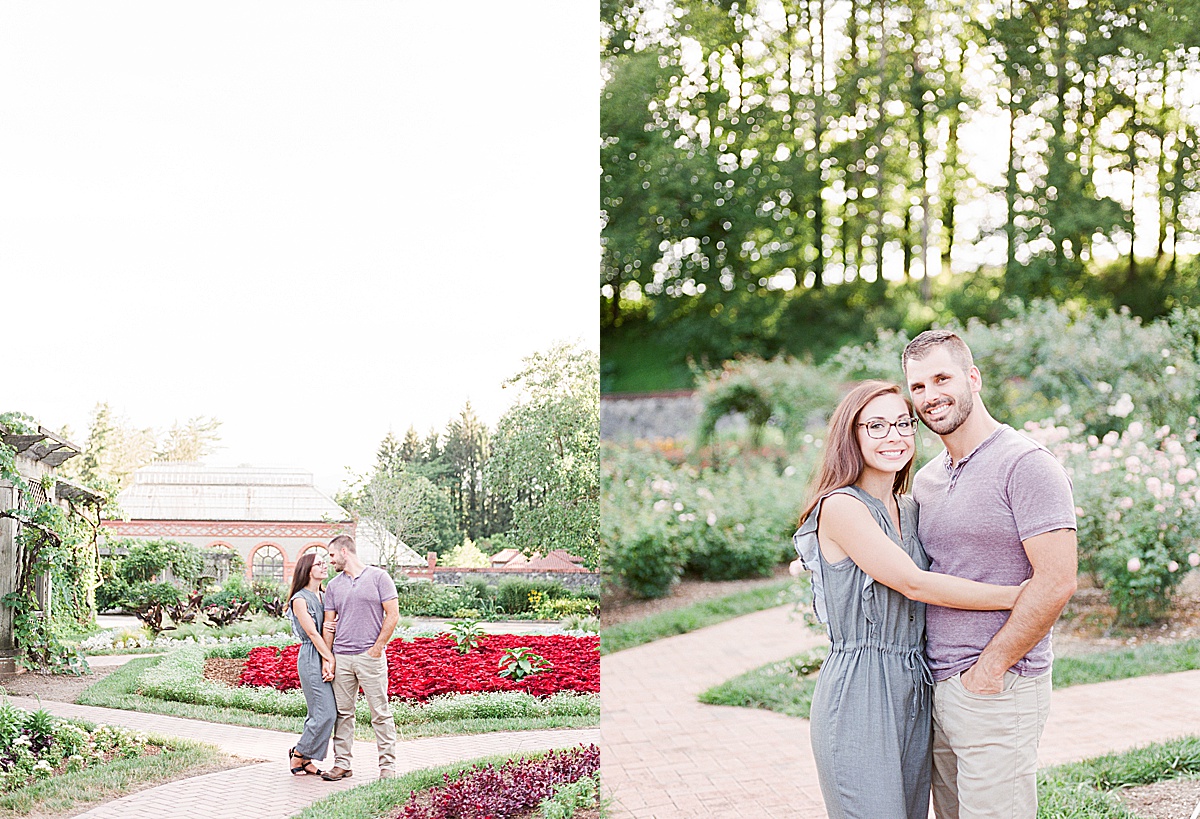 Biltmore Estate Anniversary Session Couple snuggling together in gardens Photos