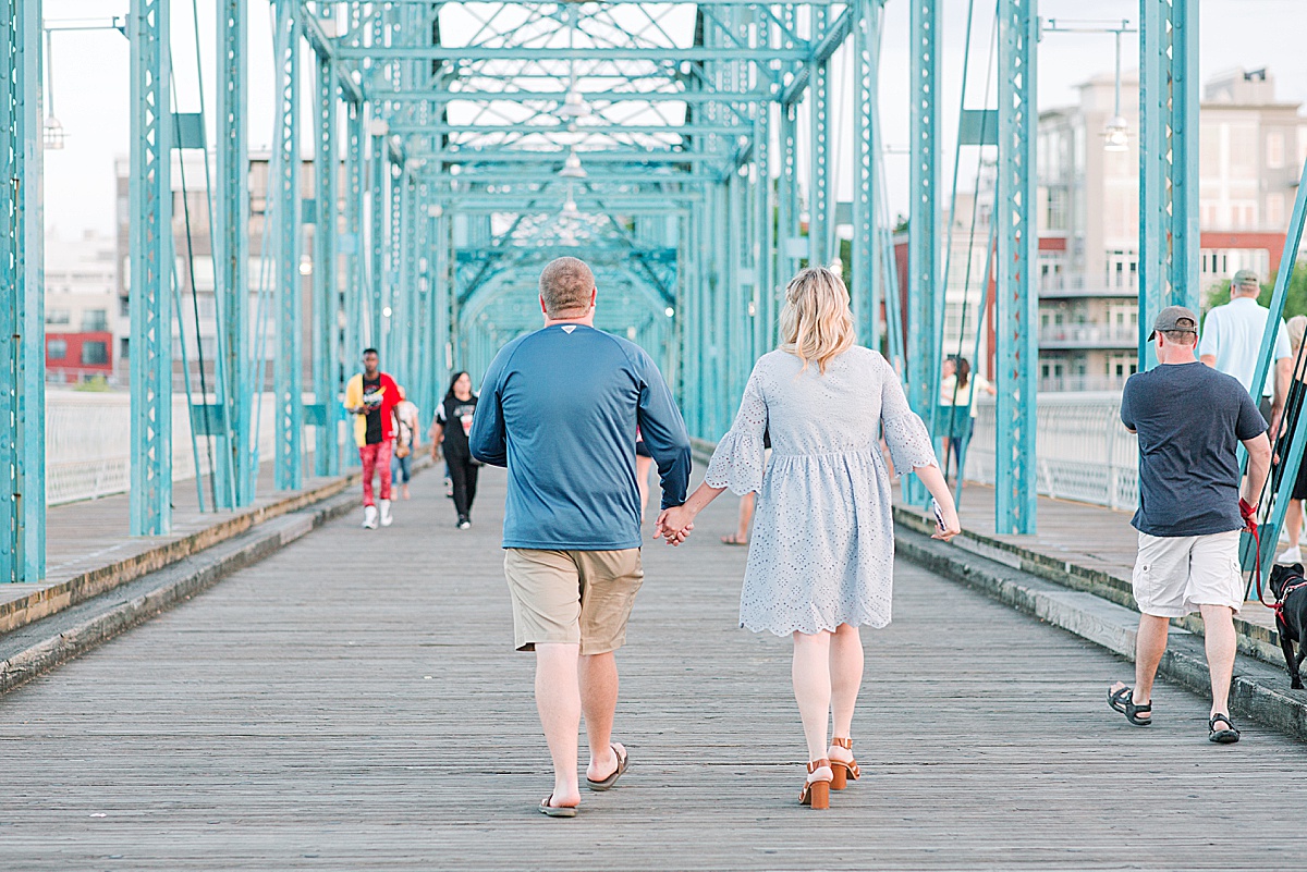 Chattanooga Proposal Couple Walking holding hands on Walnut street bridge Photo
