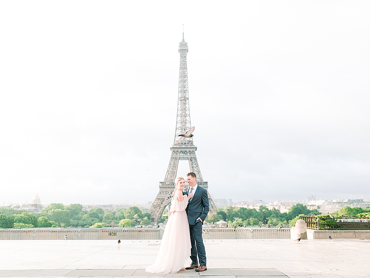 Eiffel Tower Wedding Bride and Groom Smiling Photo
