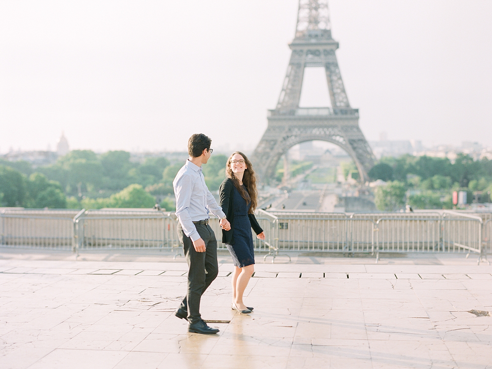 Eiffel Tower Engagement Session Couple walking Photo