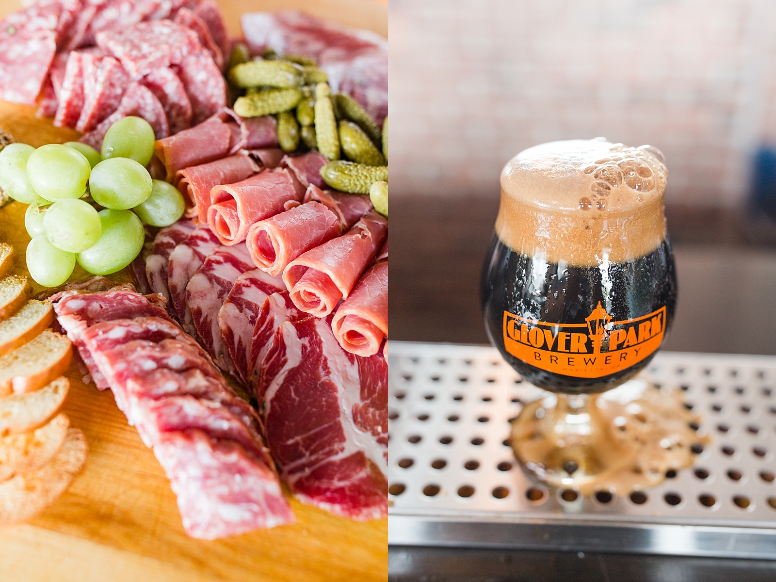 Glover Park Brewery Wedding Charcuterie board and stout beer Photos