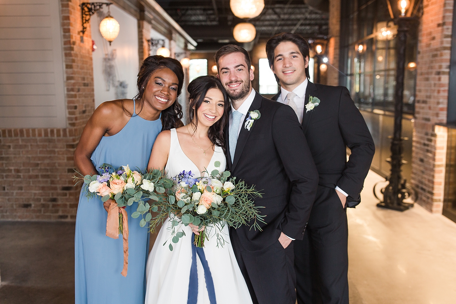 Glover Park Brewery Wedding Bridal Party in venue smiling at camera Photo