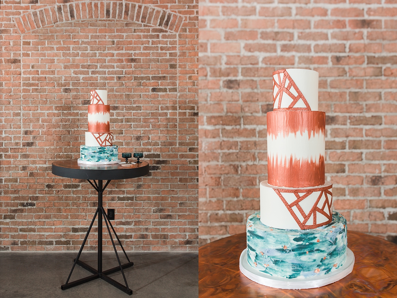 Glover Park Brewery Wedding four tier Copper and Blue Cake Photos