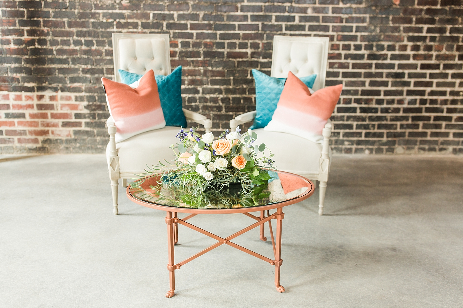 Glover Park Brewery Wedding two chairs and coffee table furniture rental Photo