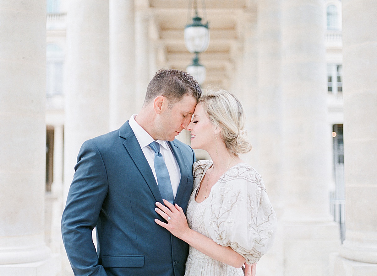 Palais Royal Engagement Kevin and Alyssa Nose to Nose Photo