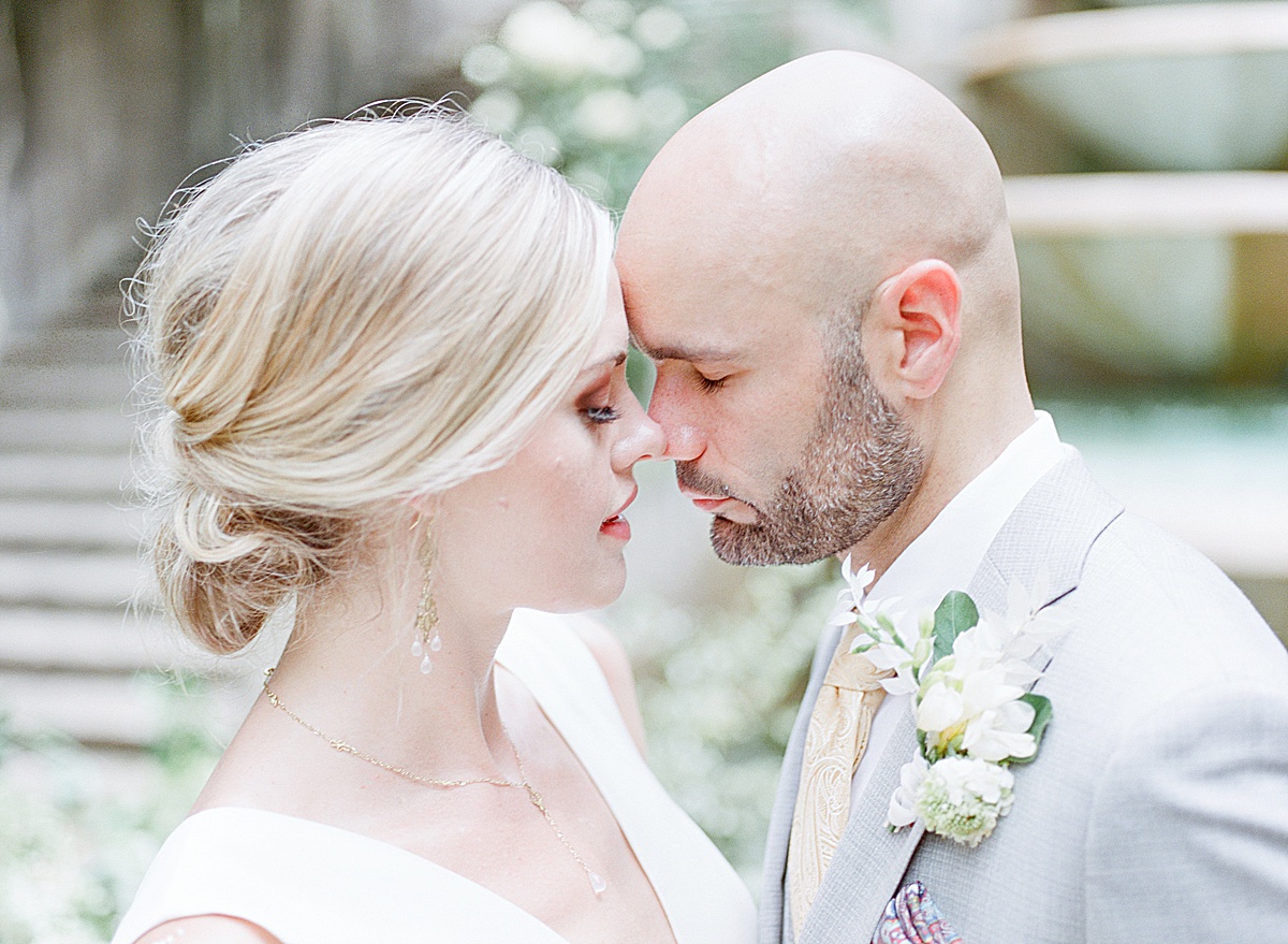 Swan House Wedding Bride and Groom Nose to Nose Photo