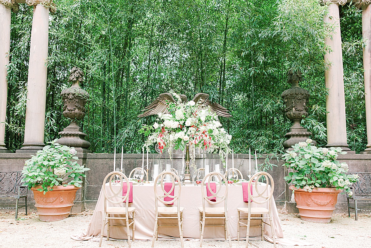 Swan House Wedding Reception Table Between Columns Photo
