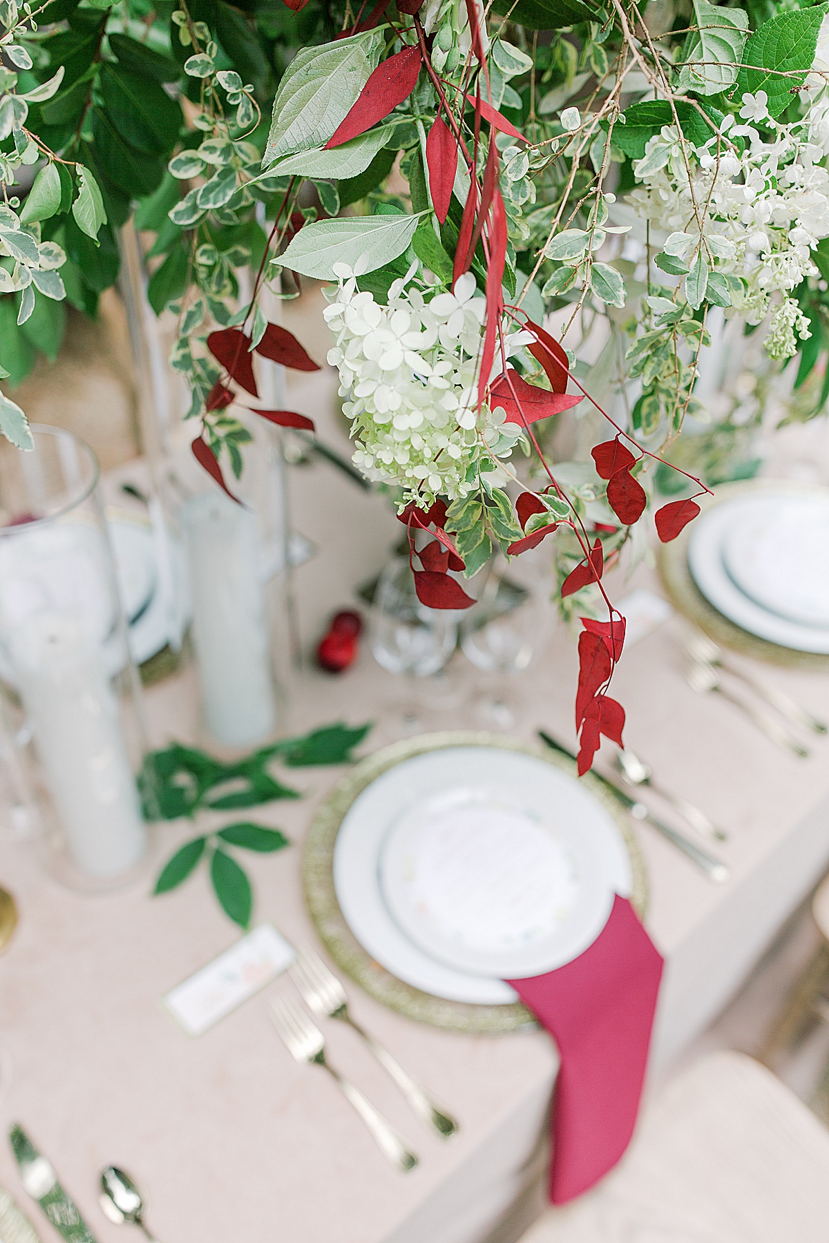 Swan House Wedding Reception Table Floral Arrangement Photo