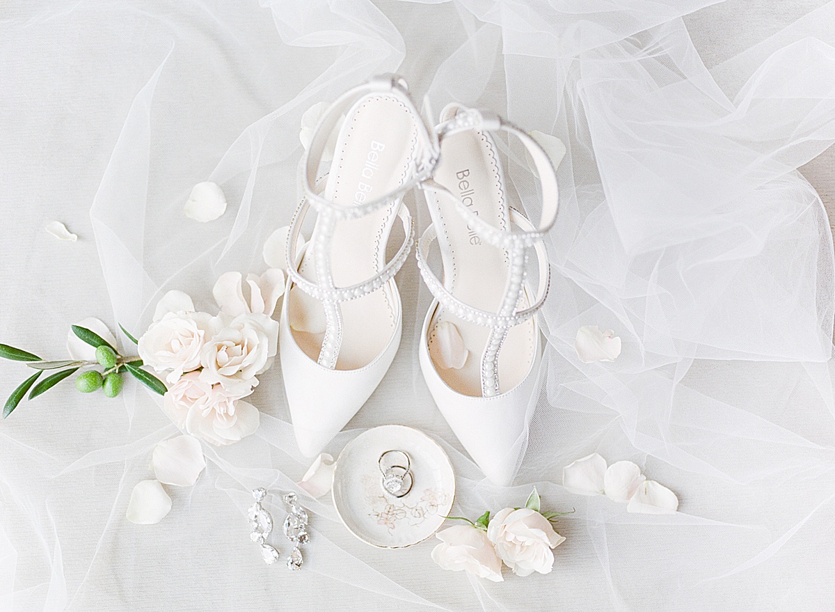 The Ridge Asheville Wedding Venue Bridal Details shoes, rings, and earrings Photo