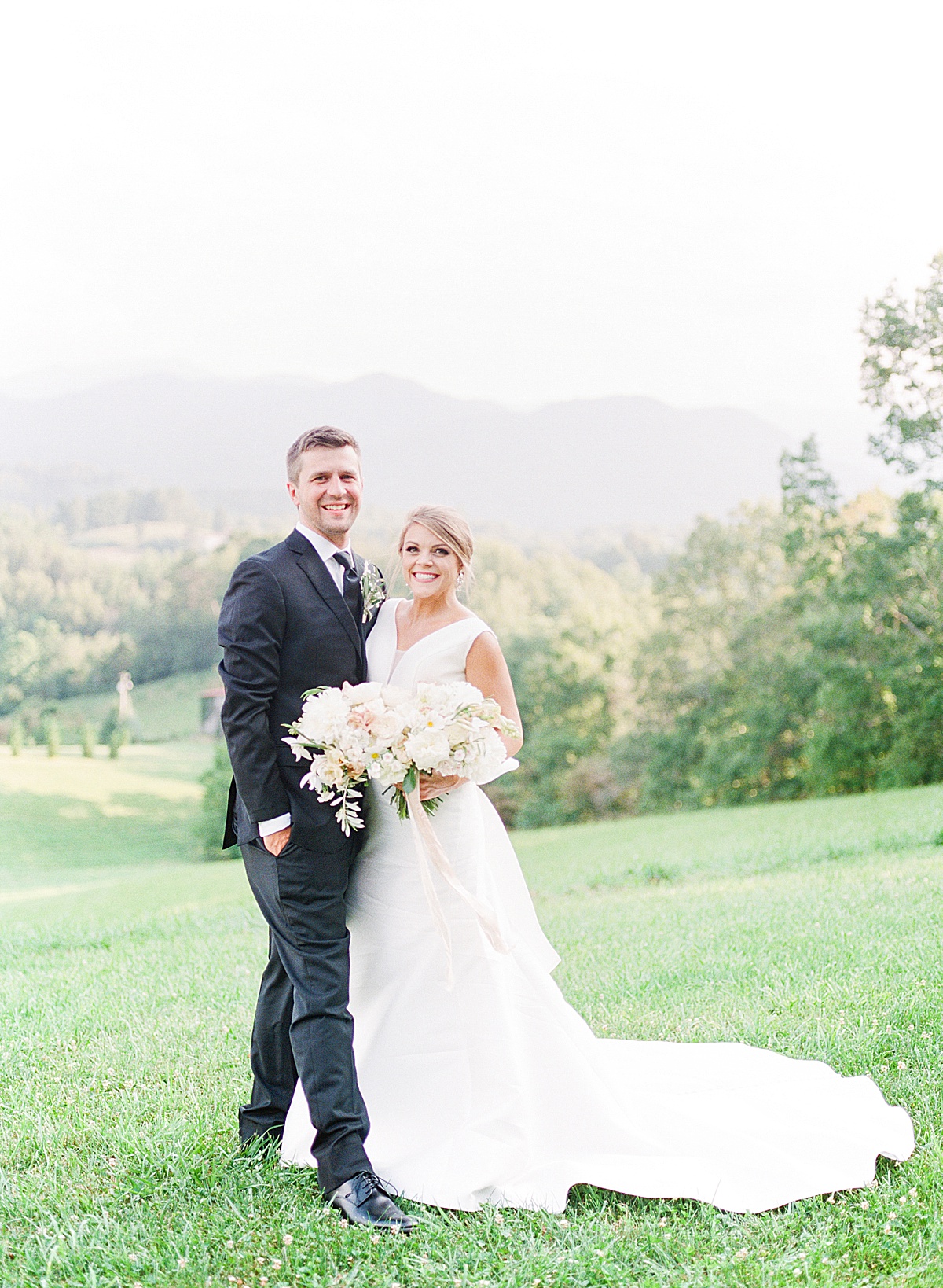The Ridge Asheville Wedding Couple Smiling at Camera Photo