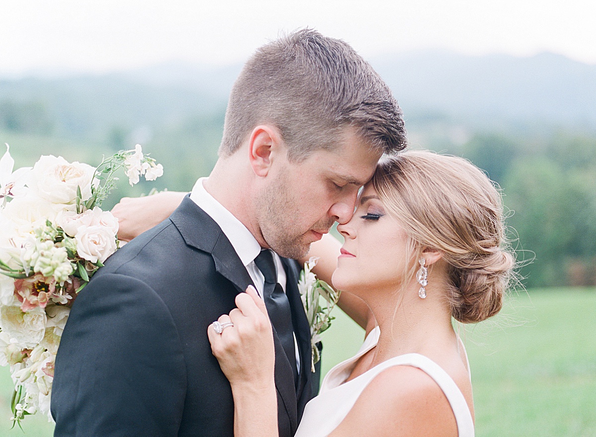 The Ridge Asheville Wedding Bride and Groom Nose to Nose Photo