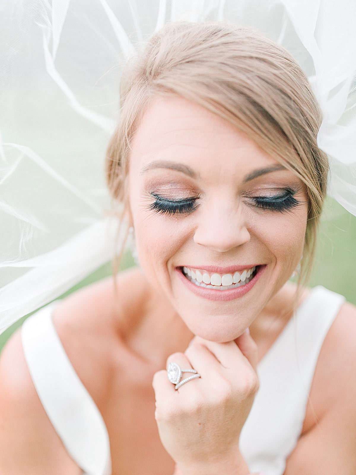 The Ridge Asheville Wedding Bride giggling under veil Photo