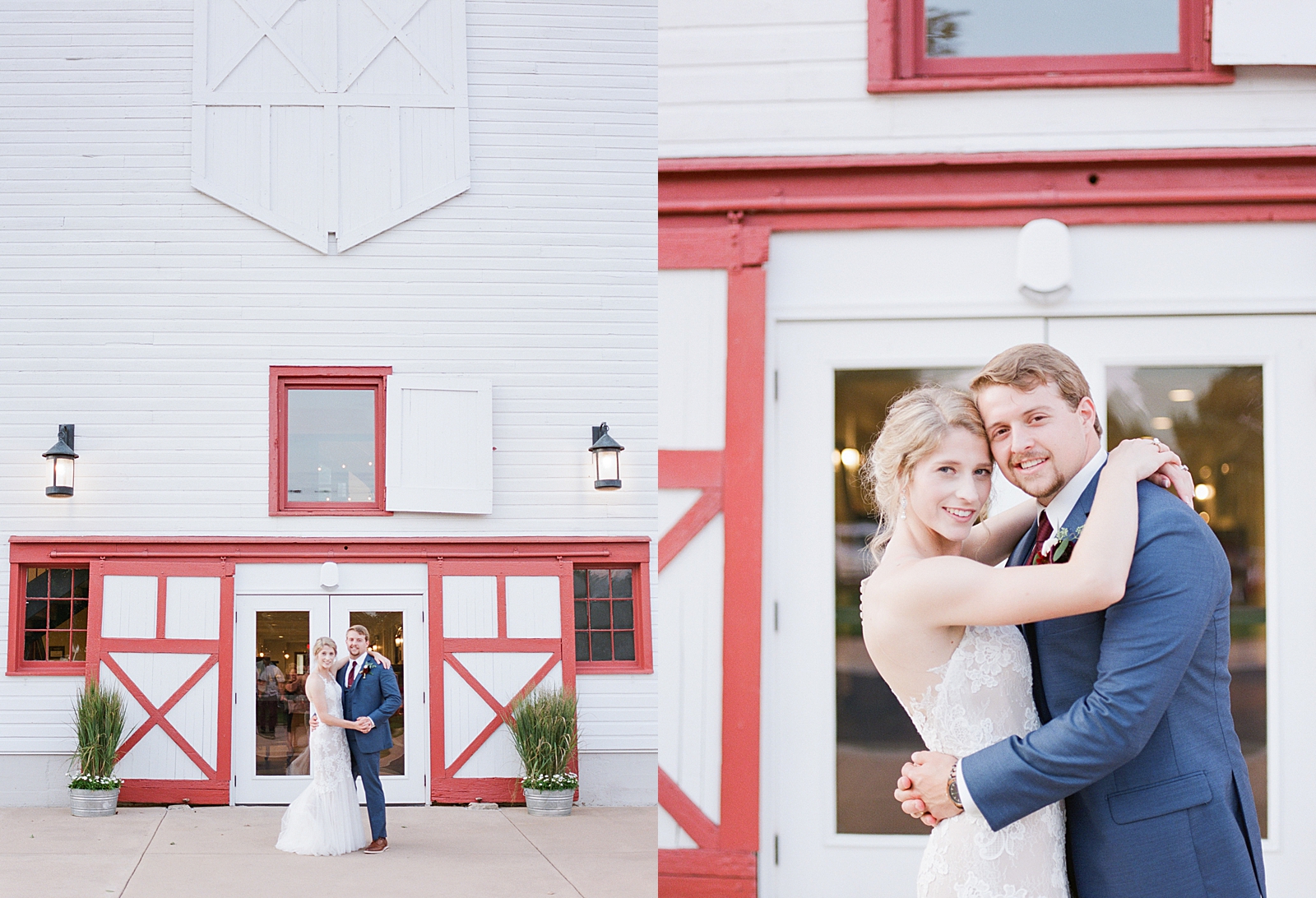 Winmock Wedding Bride and Groom Hugging in front of Venue Photos