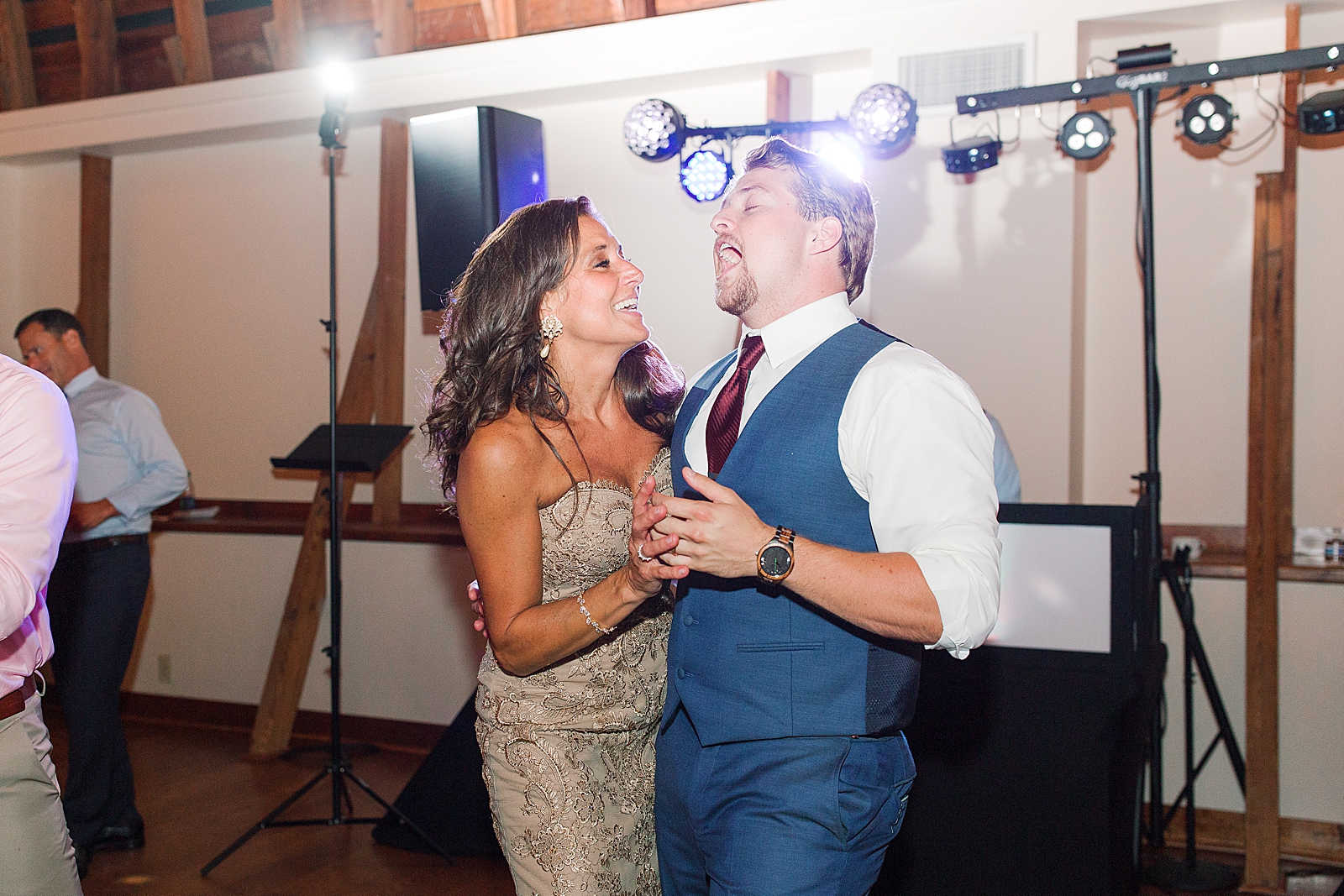Winmock Wedding Reception Groom and Mother Dancing and Singing Photo