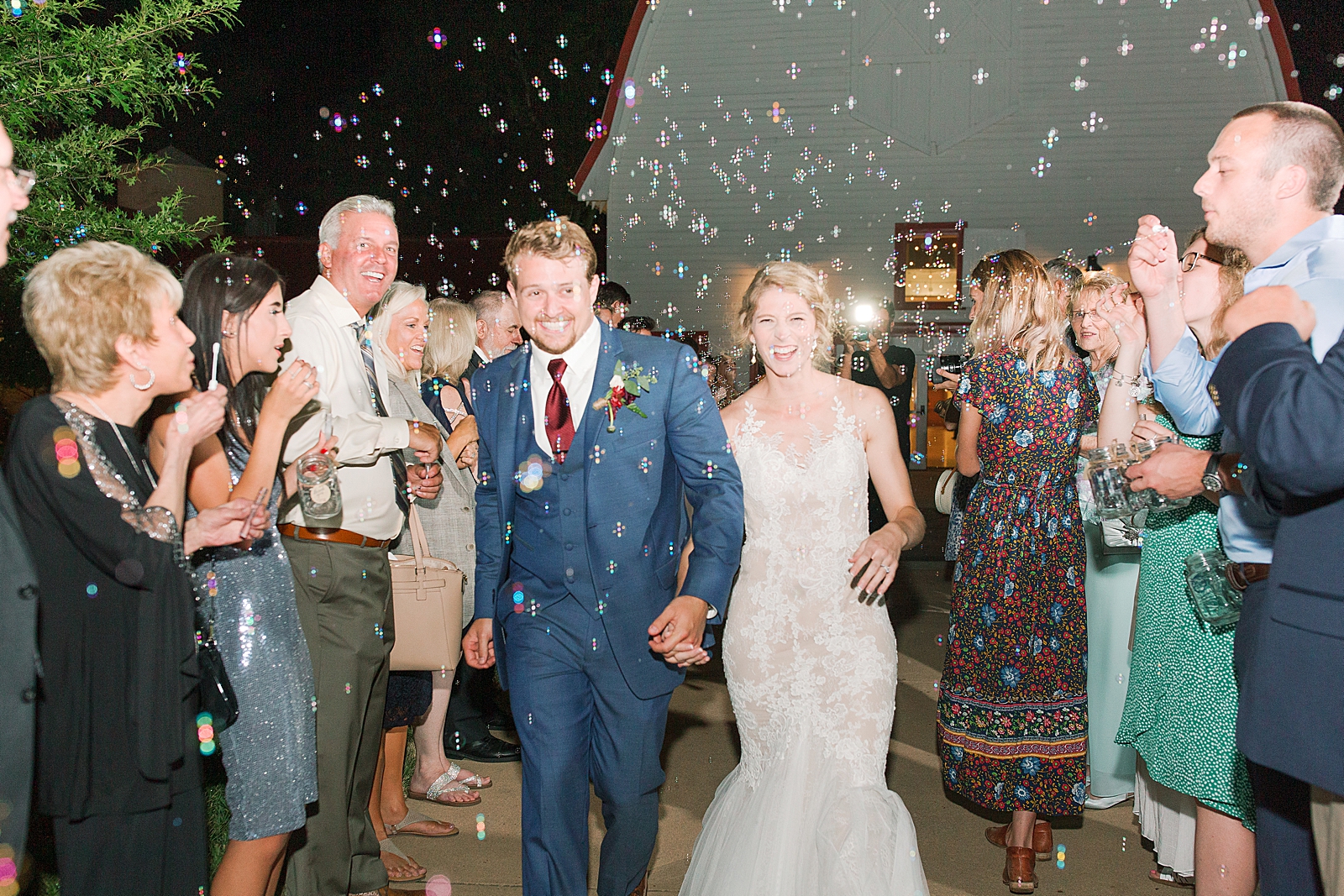 Winmock Wedding Bride and Groom Bubble Exit Photo