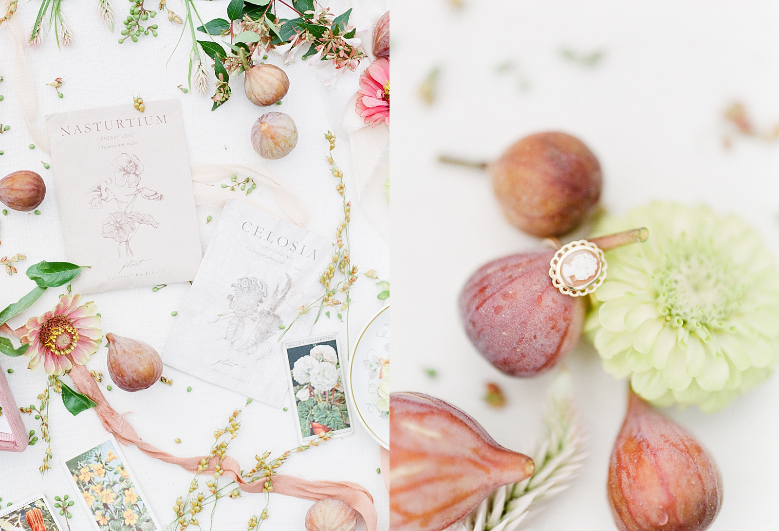 Birmingham Wedding Flat Lay Details and Cameo Ring with Figs Photos