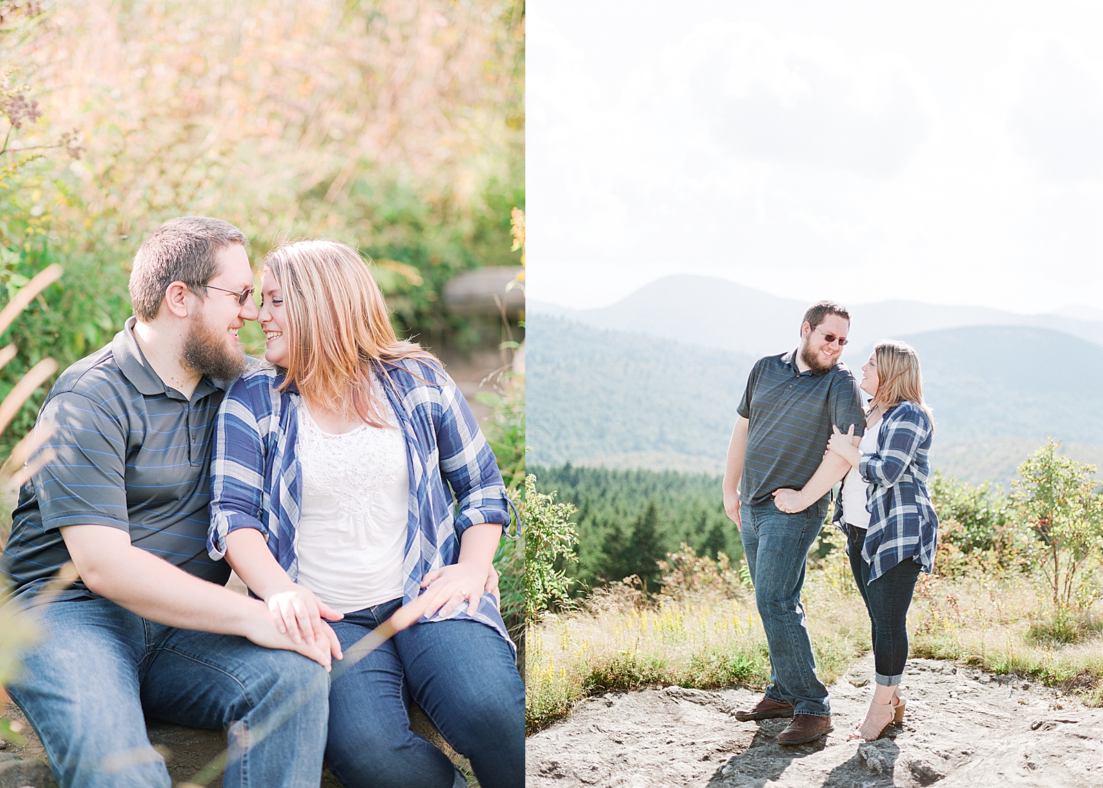 Blue Ridge Parkway Engagement Couple Nose to Nose and Smiling Photos