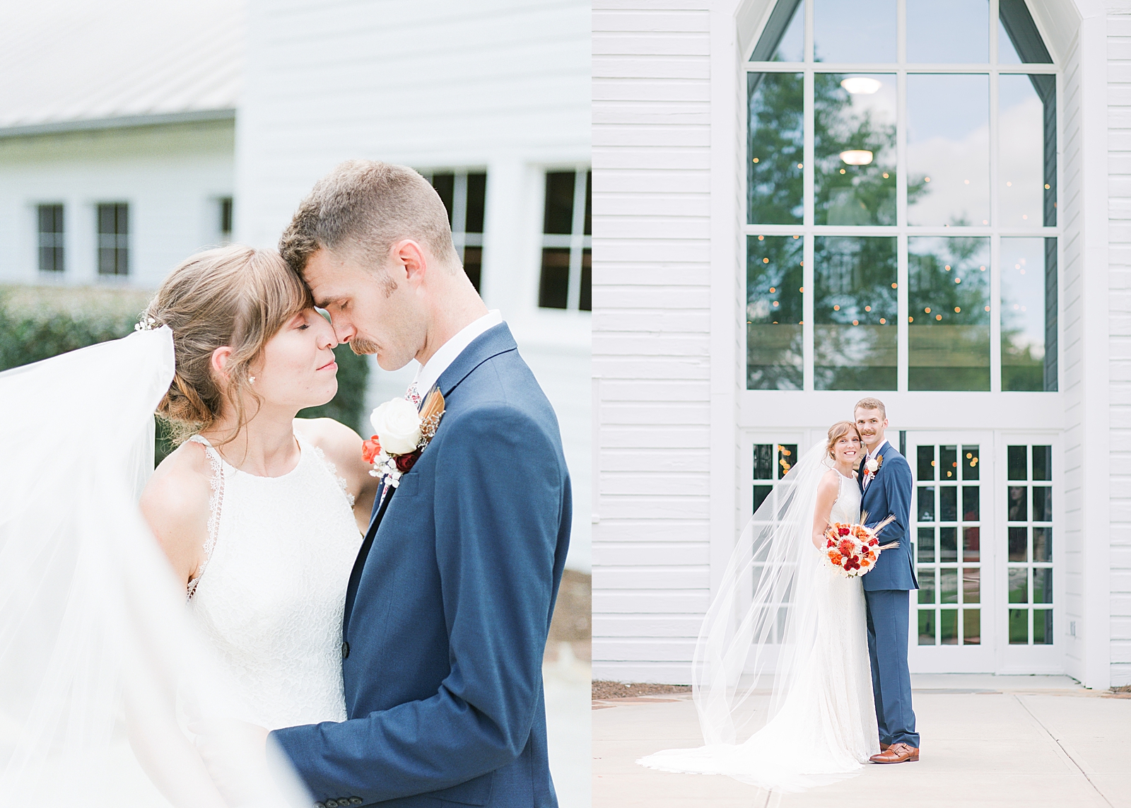 Dairy Barn Wedding Bride and Groom Nose to Nose and Smiling at camera Photos