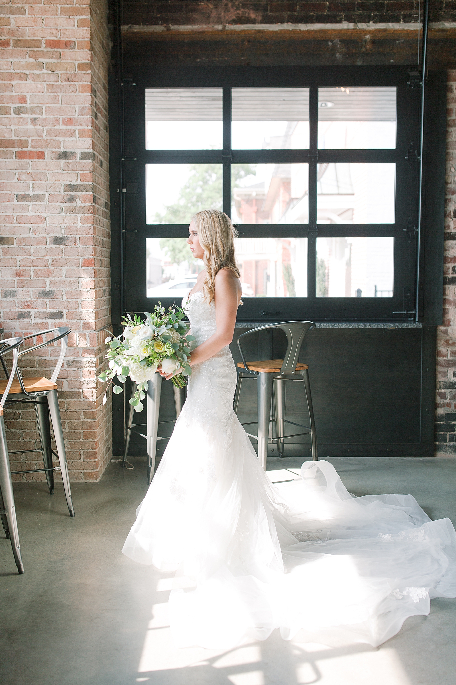 Glover Park Brewery Wedding Bride looking out brewery window Photo
