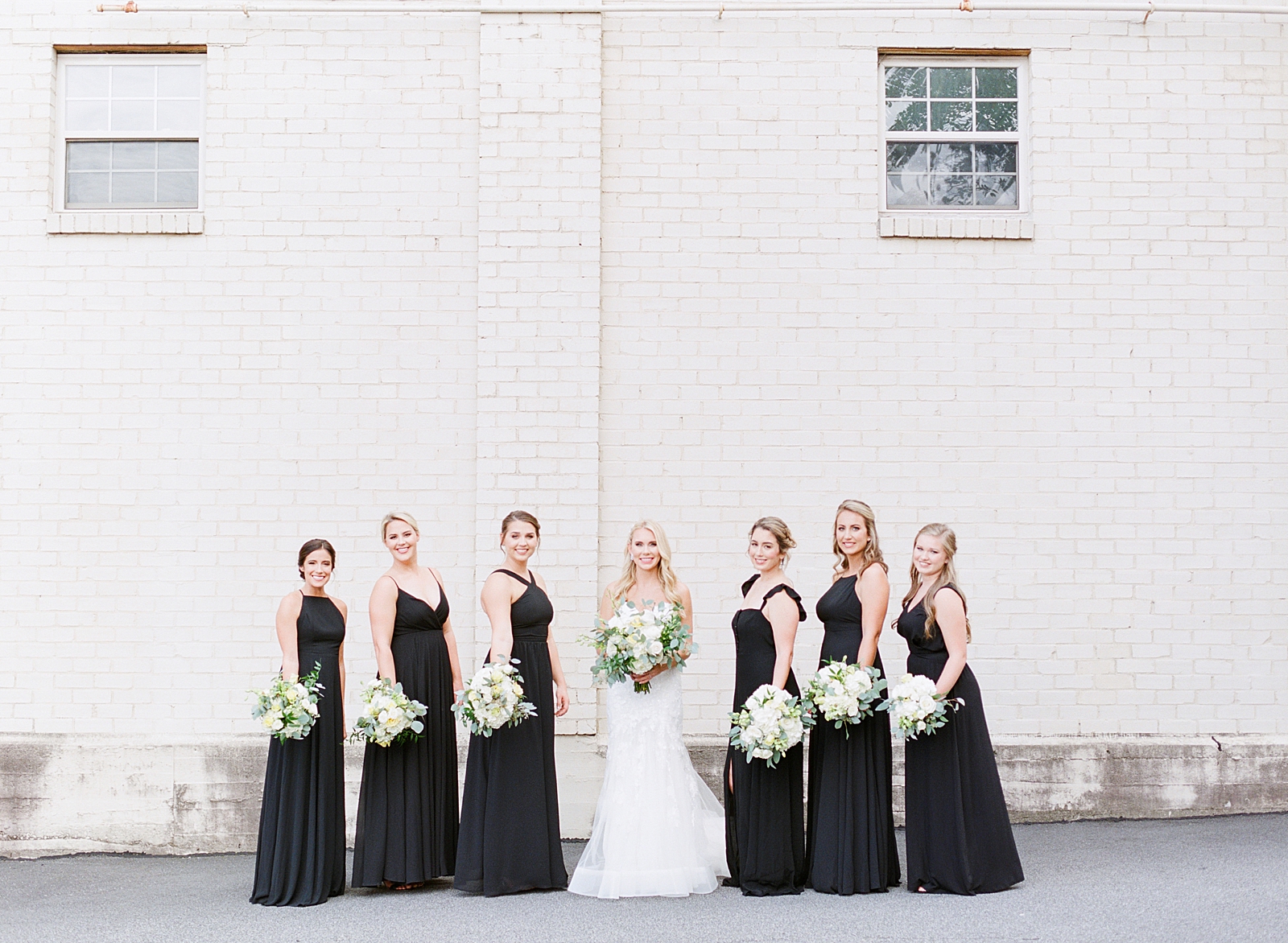Glover Park Brewery Wedding Bridesmaids in Black Dresses Photo