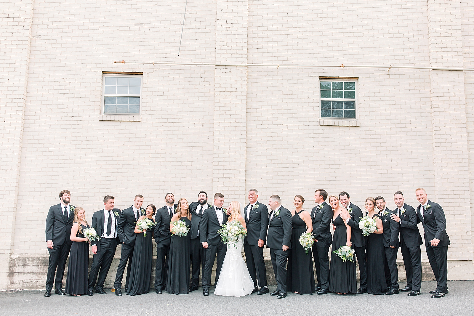 Glover Park Brewery Wedding Full Bridal Party Laughing Photo