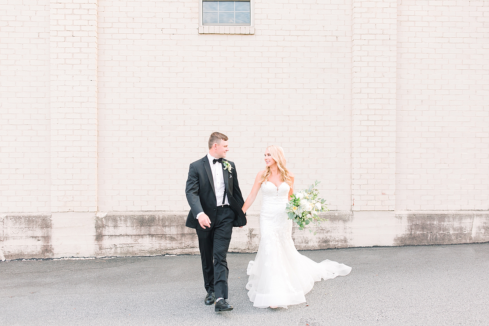 Glover Park Brewery Wedding Bride and Groom Holding Hands walking toward camera Photo