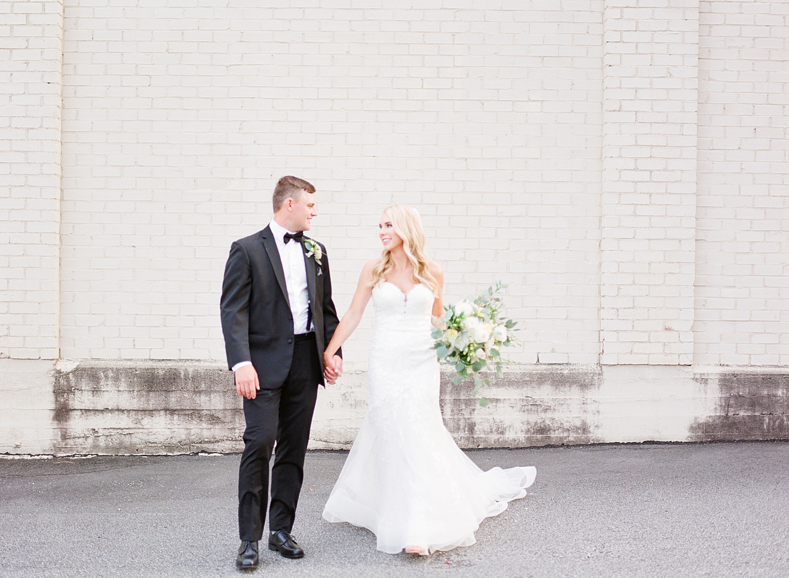 Glover Park Brewery Wedding Bride and Groom Holding Hands Walking Toward Camera Photo