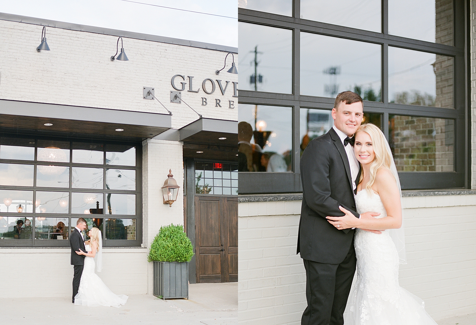 Glover Park Brewery Wedding Bride and Groom in front of Venue Photos