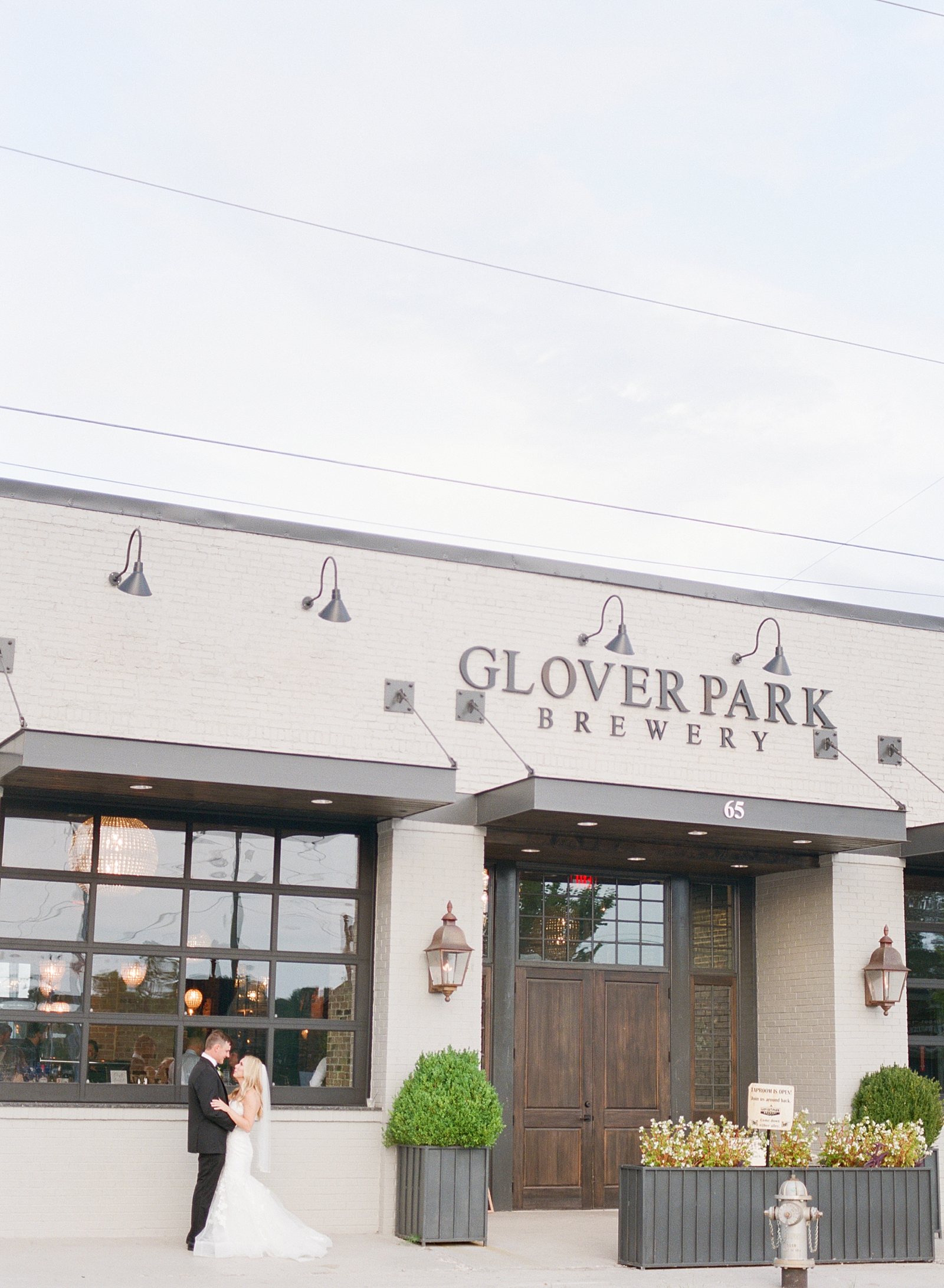 Glover Park Brewery Wedding Bride and Groom in front of venue Photo