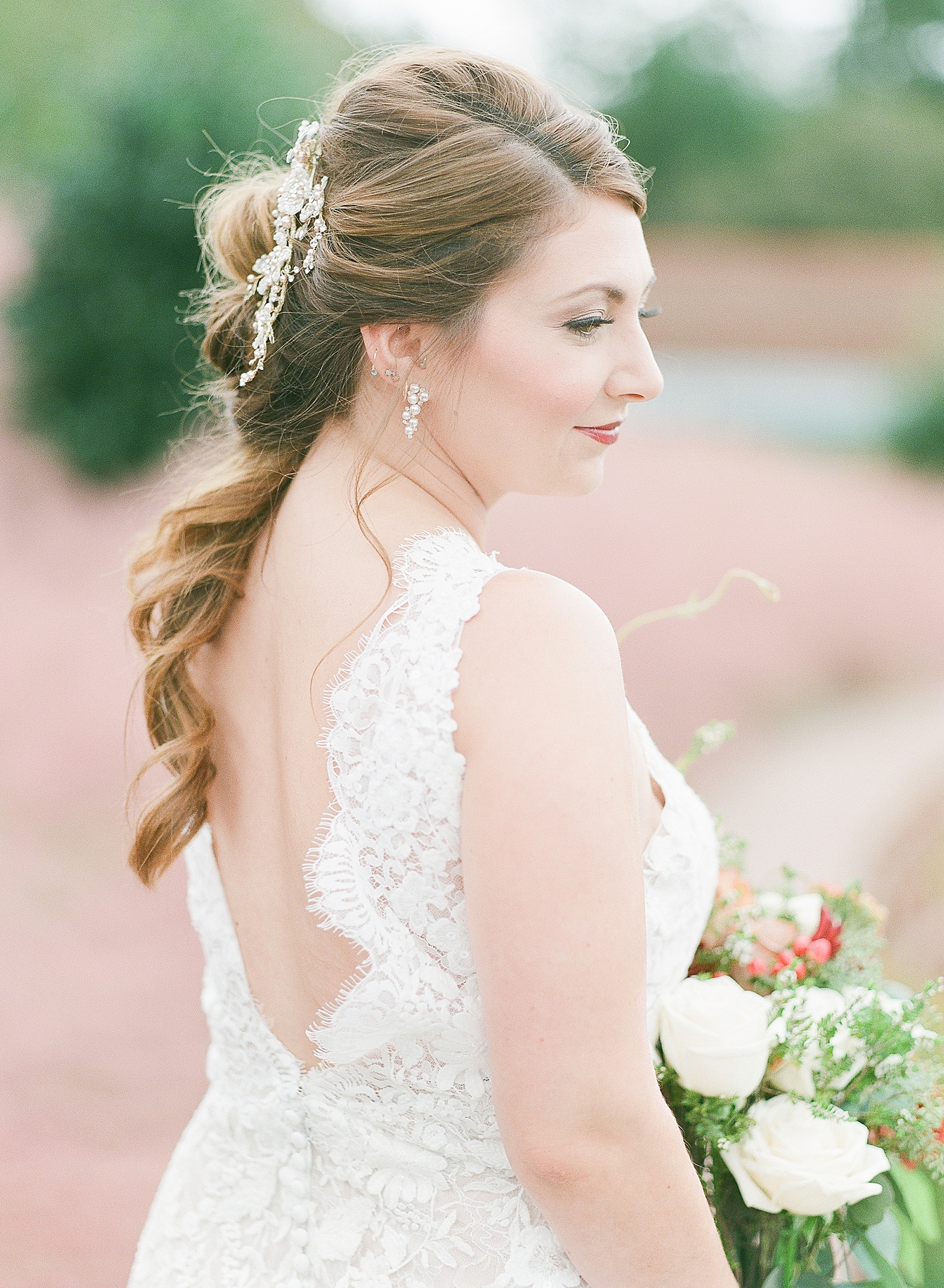 Asheville Bridal Editorial Bride Looking Over her shoulder Photo