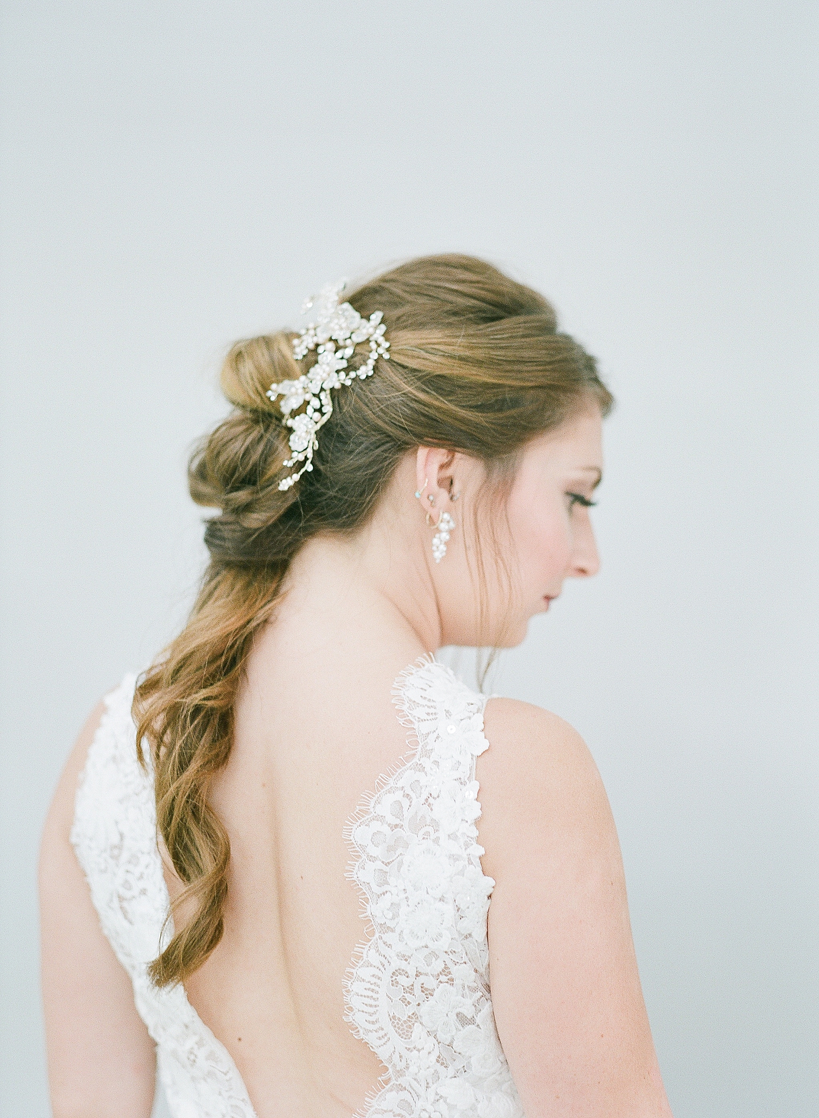 Asheville Bridal Editorial Detail of Bride's Hairstyle Photo