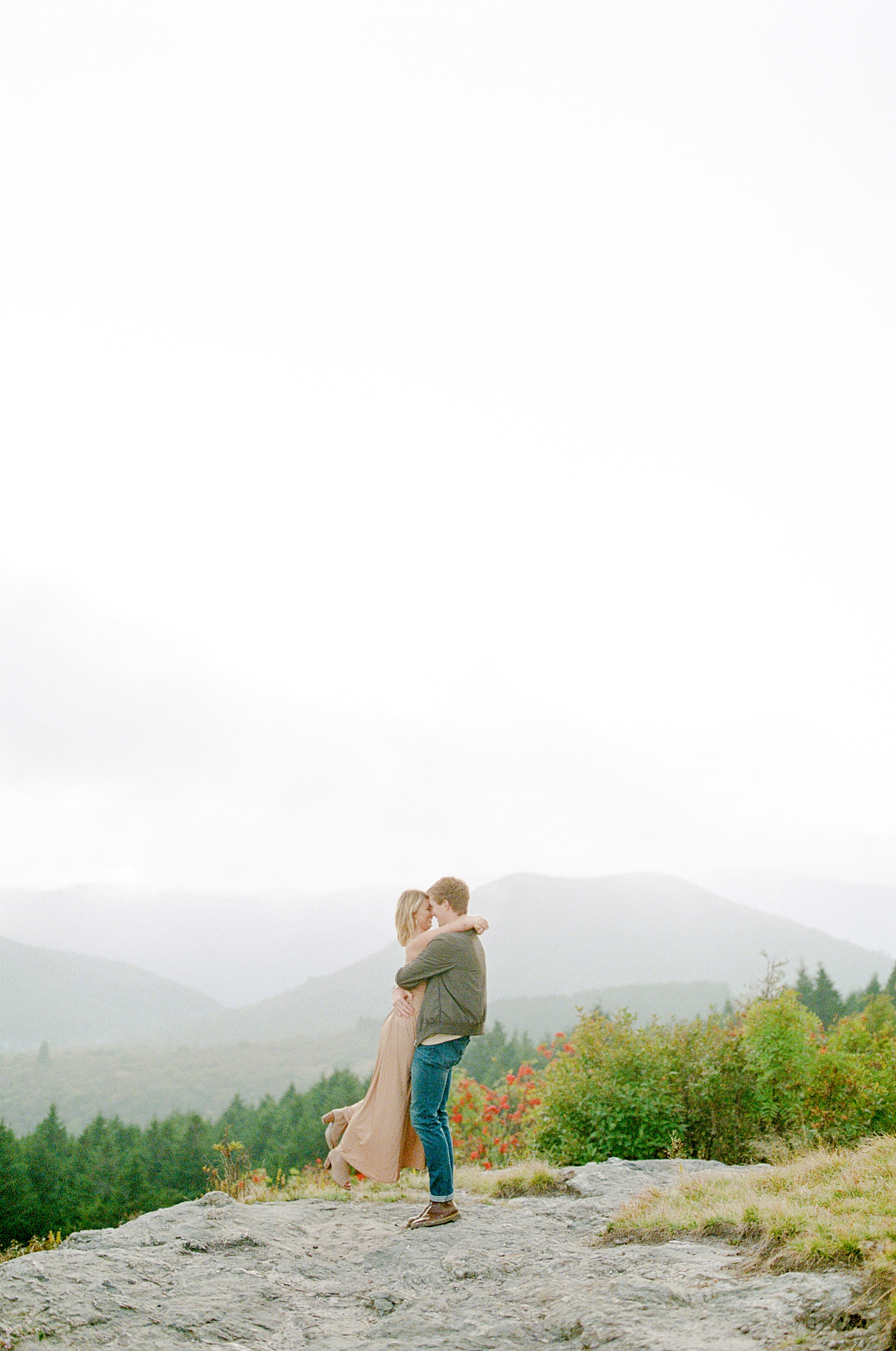 Asheville Mountaintop Session Couple Hugging Photo