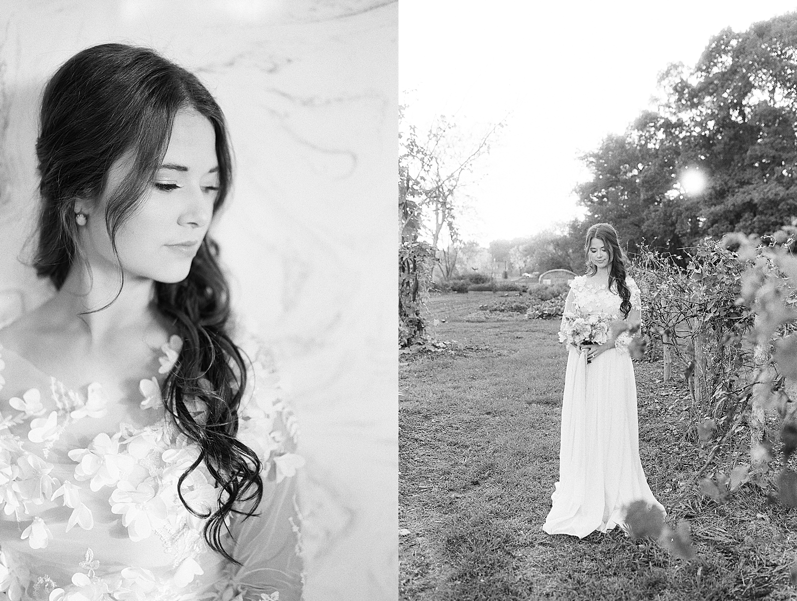 Asheville Wedding Photographer Black and White of Bride Photos