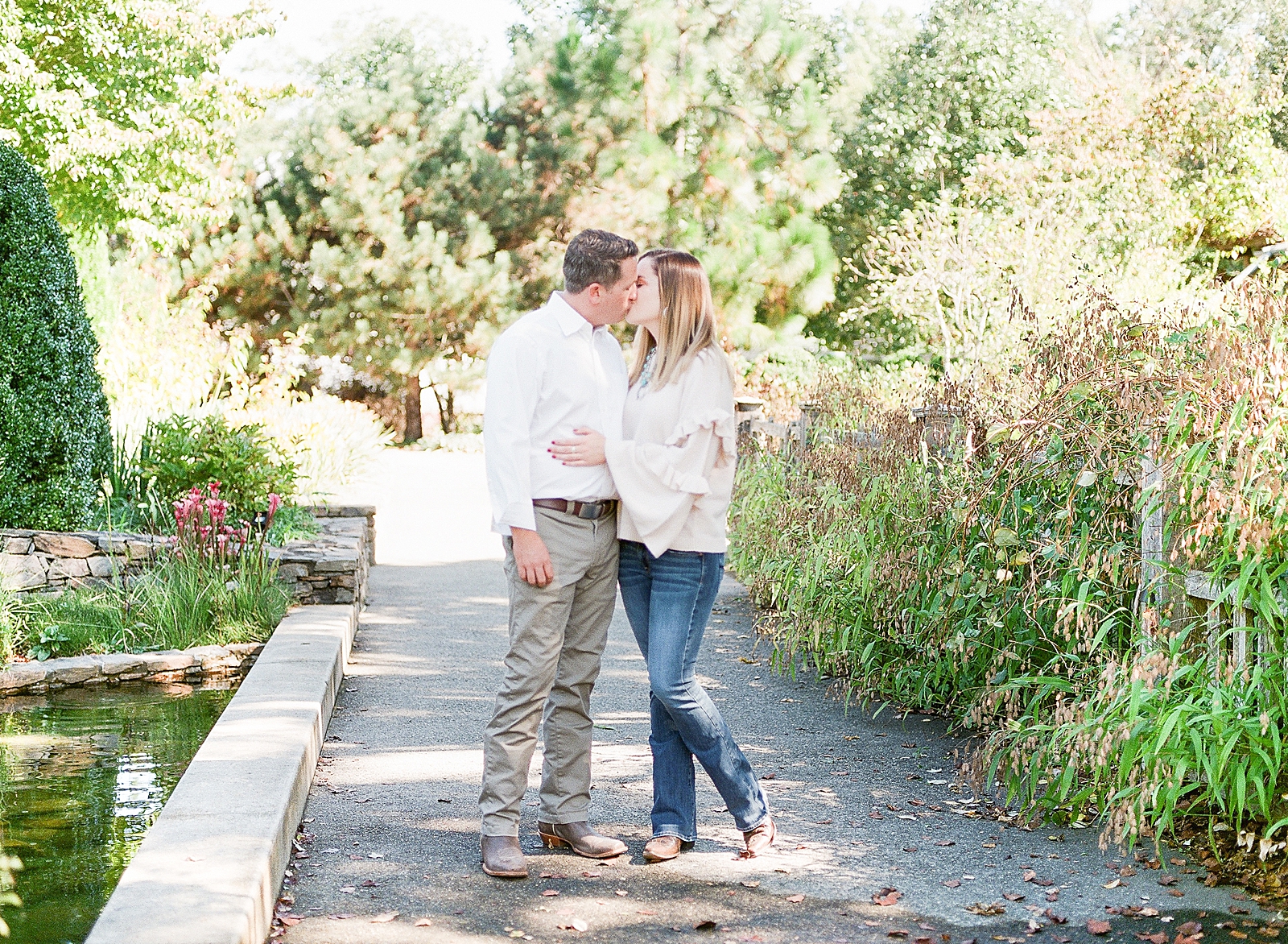 North Carolina Arboretum Couple Kissing on Pathway Photo