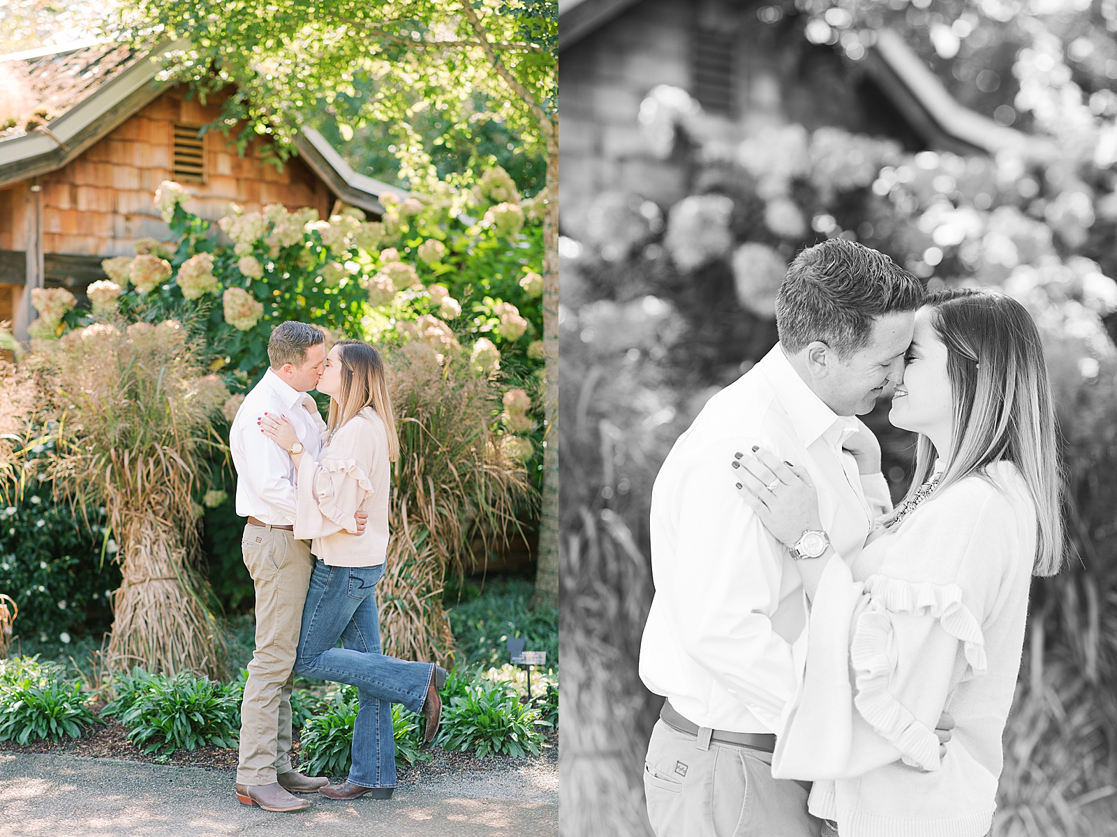 North Carolina Arboretum Couple snuggling and kissing Photos